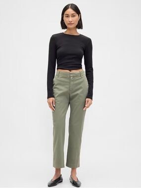 GAP Olive Green Straight-Leg Women's Pants